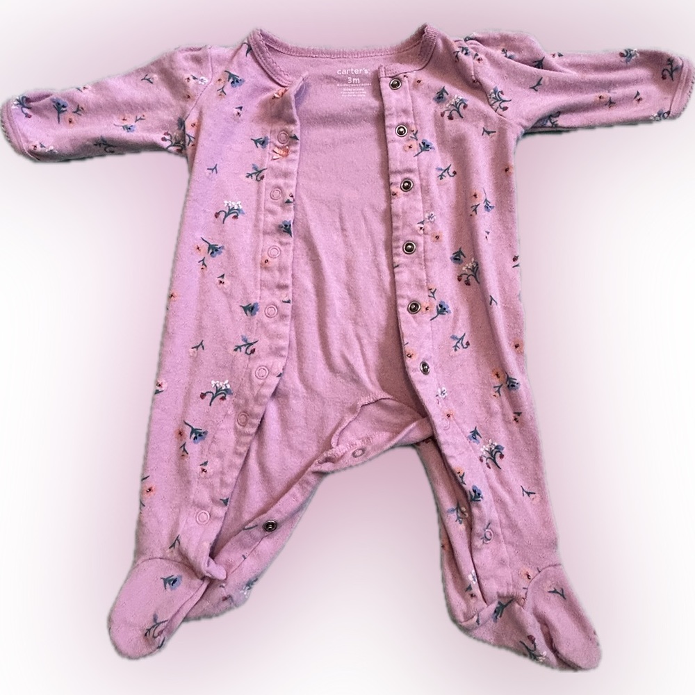 Carter’s Pink Button Up Footie Onesie - 3 Months